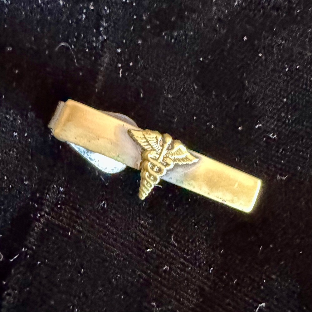 Vintage Tie Clip 1.35"Gold Tone Medical Caduceus Doctor Nurse Health Grad Gift